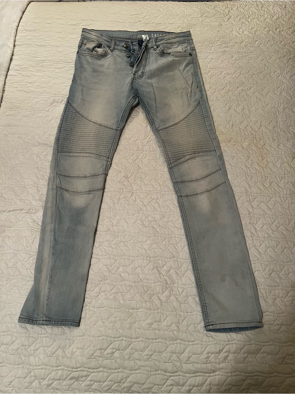 H&M Men's Skinny Washed Gray Rib-Knee Jeans